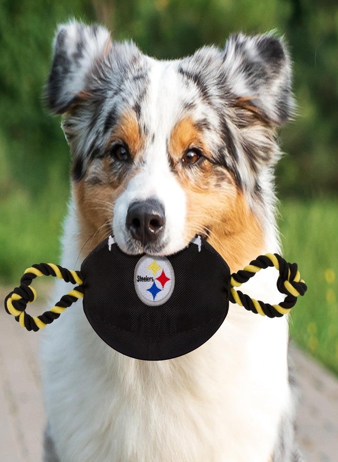 Pets First NFL Pittsburgh Steelers Football Dog Toy, Tough Quality Nylon Materials, Strong Pull Ropes, Inner Squeaker, NFL Team Color - Image 2